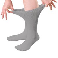 Diabetic Crew Socks – Breathable Cotton Socks – Loose Fitting Comfortable Sock – Non Binding Top Design – Improve Foot Circulation – Painful Swollen Feet Relief (Gray (12 Pair), 9 to 11)