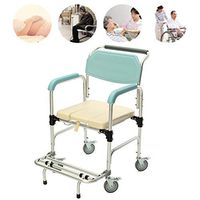 WAOBE Wheeled Commode, Height Adjustable Over Toilet Chair with Padded Seat and Back, Portable Bathroom Chair, Mobile Commode, for Elderly, Surgery Recovery, Disabled