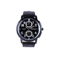 Fxbar Men's Watch, Fashion Quartz Analog Leather Wrist Watch Multifunction Business Watches (Black)