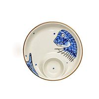 AXZHYX Bowl Ceramic Bowl Hand-Painted Fat Head Fish Fruit Salad Plate Snack Dessert Tableware Dish Tray 25x3.5cm Hotel Tableware Home Noodles Boiled Fish Soup Bowl
