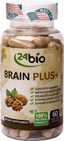 24bio Brain Plus Supplement- Helps with Memory and Focus- Natural Brain Booster, Promotes Concentration & Brain Activity, Mood & Energy-Full of Gingko Biloba, Guarana Seed Extract,DMAE,Rhodiola Rosea
