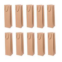 Homanda Pack of 10 Light Brown Kraft Paper Wine Tote Bag-