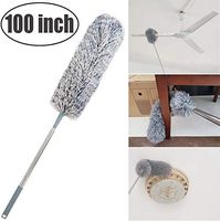 Upgrade Extra Long Microfiber Duster with Telescoping Extension Pole (30" to 100") and Bendable Washable Head, Hypoallergenic Lint Free Duster for Cleaning Roof, Blinds, Cobwebs,Ceiling Fan, Furniture