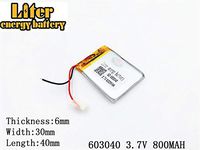 3.7V 800mAh 603040 Lithium Polymer Ion Rechargeable Battery Lithium Polymer Li-Po Battery for MP4 GPS MP3 Bluetooth Stereo DIY GIF