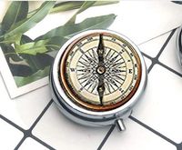 Compact 3 Compartment Medicine Case, Pill Box for Pocket or Purse Pill Box Decorative Pill Case with Gift Box Bonlting Steampunk Compass