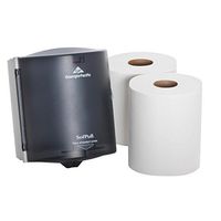 SofPull Centerpull Regular Capacity Paper Towel Dispenser Trial Kit by GP PRO(Georgia-Pacific), Smoke, 58205, 9.25” Wx 8.75”D x 11.50” H [Contains 1 Dispenser (58204) and 2 Paper Towel Rolls (28124)]