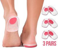 3 Pair Gel Heel Cups Plantar Fasciitis Inserts - Silicone Gel Heel Pads for Heel Pain, Bone Spur & Achilles Pain, Gel Heel Cushions and Cups, Pad & Shock Absorbing Support(Red Large)