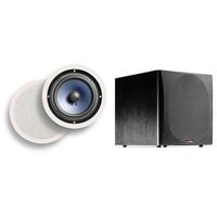 Polk Audio RC80i 8-inch Premium 2-way In-ceiling Speakers | Set of 2| PLUS PSW505 12-inch Powered Subwoofer | Upgrade your Home Theater Now!