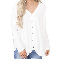 FRC0LT 2018 Fashion Women Cardigan FRCOLT Womens Waffle Knit Tunic Blouse Tie Knot Henley Tops Bat Wing Plain Shirts (S, White)