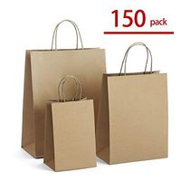 GSSUSA Kraft Paper Bags 8x4.25x10& 10x5x13& 16x6x12 50 Pcs Each, Gift Bags, Kraft Bags,Shopping Bags with Handles,Craft Bags, Merchandise Bags, 100% Recyclable Paper