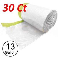 30 Ct 13 Gallon Commercial Kitchen Drawstring Trash Bag Garbage Bag Yard Clear
