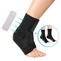 DOACT Lace Up Ankle Brace for Men and Women, Sprained Ankle Support Left Right Foot, with Side Stabilizer Protector and 1 Pair Compression Socks, for Achilles Tendonitis Joint Injury and Recovery