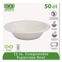 Renewable & Compostable Sugarcane Bowls - 12oz, 50/PK