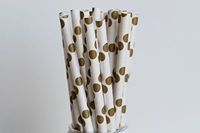 Gold Polka Dot Paper Straws (50)