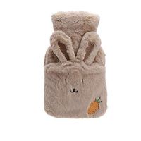 Creative Cute Fresh Flannel Set Warm Handbags Water-Filled Girls Warm Palace Warm Hand Warmers-Plush Carrot Coffee Color_500ml