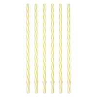 Sunshine Mason Co. Plastic Reusable Drinking Straws 6 Pieces, Yellow Stripe