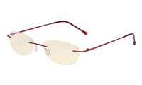 Eyekepper Womens Blue Light Blocking Computer Reading Glasses with Yellow Filter Lens-Rimless Stylish Small Readers,Red +1.50