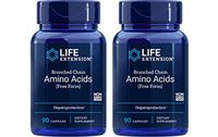 Life Extension Branched Chain Amino Acids (BCAA) Free Form Hepatoprotection Dietary Supplement (90 Capsules) Pack of 2