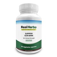 Real Herbs Slippery Elm Bark Extract-Derived from 7000mg of Slippery Elm Bark with 10:1 Extract Strength- Soothes Soreness of Mucous Membranes, Antioxidant Skin Health Support–50 Vegetarian Capsules