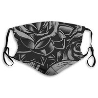 Premium Earloop Face Cover, Dustproof Pollenm Face and Nose Cover with Adjustable Elastic Strap - Windproof Sugur Skull Rose Flower Half Face Mouth Cover