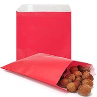 AZOWA 100 CT Small Paper Treat Sacks Red 6 x 9 in Candy Buffet Bags for Party