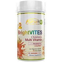 AurumRX BrightVITES Children's Multivitamin with Probiotic in 2 Daily Chewables Orange Tangerine Flavor NO Gluten NO Sugar NO Artificial Flavoring NO Dyes - Natural Vitamin B12 D3 A C E K