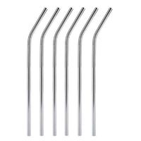6pcs Stainless Steel Straws Reusable Metal Drinking Straws for Smoothie, Milkshake, Cocktail and Hot Drinks (Bent Straw 9.0in)