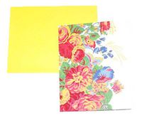 April Comell Accented Blank Cards ~ Floral Frenzy (Flower Collage; 6 Cards with Yellow Envelopes; 5.5" x 4.25")