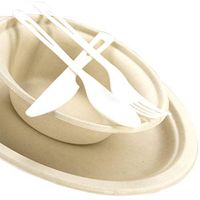 Biodegradable, Tree Free Tableware Picnic Pack. 10 Place Settings Knife, Fork, Spoon, Plate, Bowl are Disposable, Certified Compostable, Eco-Friendly, Microwavable and Safe for Hot or Cold Foods