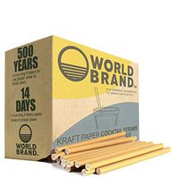 World Brand 250 Count Kraft Short Cocktail Paper Straws - Biodegradable Drinking Straws - Eco-Friendly Party Supplies - Perfect for Juices, Shakes, Smoothies, Ice Coffee & More (Kraft Cocktail)