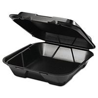 Snap It Foam Container, 1-Comp, 9 1/4 x 9 1/4 x 3, Black, 100/Bag, 2 Bags/Carton, Sold as 1 Carton