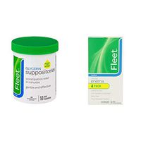 Fleet Adult Glycerin Suppositories, 50 Count - Pack of 1 and Fleet Saline Enema, 4 Count
