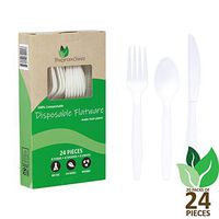 BioGreenChoice 6in. Compostable Cornstarch, CPLA Disposable Flatware - Microwave Safe, Biodegradable & Compostable Flatware (480 Count – 20 packs of 24)