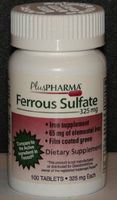 PlusPharma Ferrous Sulfate 325mg 100ct