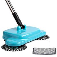 Hand Push Type Broom - Handhold Sweeping Machine - 360° Rotation Cleaning - No Power Required - for Home Floor Cleaning,Blue