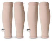 MGANG Calf Compression Sleeve, (2 Pairs) 20-30mmHg, Footless Compression Socks Unisex, Best for Pain Relief, Swelling, Edema, Maternity, Varicose Veins, Shin Splint, Nursing, Travel, Beige 3XL