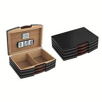 Prestige Import Group - The Carlton Desktop Cigar Humidor - Color: Black w/Polished Steel Accentes - Capacity: 100