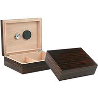 Prestige Import Group - The Vizcaya Authentic Exotic Wood Exterior Small Cigar Humidor - Capacity: 25-40 - Color: Ebony