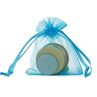 100 Pcs 5x7 Inches Lake Blue Sheer Organza Gift Bags with Drawstring Bulk,Wedding Party Christmas Favor Baby Shower Bags,Small Mesh Jewelry Wrap Pouches,Cookies Chocolate Candy Bag for Kids Birthday