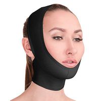 Post Surgical Chin Strap Bandage for Women - Neck and Chin Compression Garment Wrap - Face Slimmer, Jowl Tightening, Chin Lifting Medical Anti Aging Mask (Black, L)