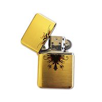 Albanian Flag Art - Gold Lighter Windproof Flip-Top Refillable with tin Gift Box