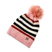 Theoylos Women's Knit Cuff Beanie Hat Soft Plus Velvet Lined Crossed Cap Ladies Thick Multicolor Skull Cap Toboggan Cap Pink