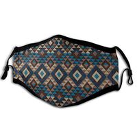 Knitted Jacquard View Fabric Geometric St-AxBreathable Health for Allergies with Adjustable Earloop Black