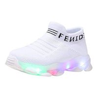 HebeTop Light Up Shoes for Men Women and Kids USB Charging Flashing Luminous Glowing Sneakers White