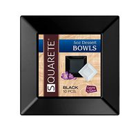 Squarete 5 ounce Square Black Party Dessert Bowlsl Heavy Duty Elegant Disposable 5 oz Square Dessert Bowls 10 Bowls Per Package