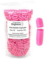 Capsules Express- Size 00 Pink Empty Gelatin Capsules 500 Count - Kosher and Halal Certified - Gluten-Free Pure Bovine Gelatin Pill Capsule - DIY Powder Filling