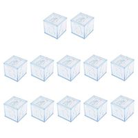 12pcs Transparent Plastic Square Candy Boxes Gift Box for Wedding Baby Shower Party Supply 5cm × 5cm × 5cm - Blue