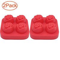 Samoii Rose Shape Ice Cube Tray Large Size Silicone Flexible 2 Cavity Ice Maker for Whiskey and Cocktails, Keep Drinks Chilled (2Pc/Pack)