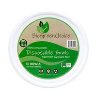 BioGreenChoice 12oz. Compostable Fiber-Molded Bagasse/Natural Sugarcane Disposable Soup Bowl – Microwave Safe, Biodegradable & Compostable Bowl (50 Count)
