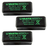 3x Varta 55615-702-012 4 pin Mempac Micro Battery 2V150H 2.4 Volt 150mAh Sealed rechargeable NiMH Microbattery button cell General Electric Ge Ericsson Macom DS2GT Rowe 4900 Lintronics 53310702012